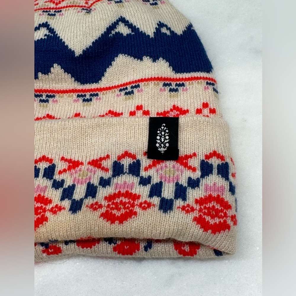 FP Movement by Free People Patterned Knit Beanie - Red, Blue, Cream OS - Picture 3 of 5